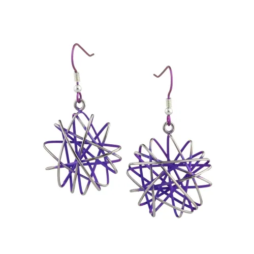 Round Cage Chaos Purple Drop & Dangle Earrings